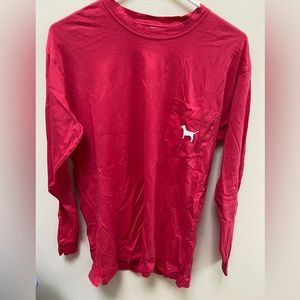 PINK Victorias Secret Ling Sleeve Pocket Tee; XS
